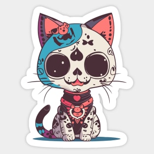 kawaii neko skull Sticker